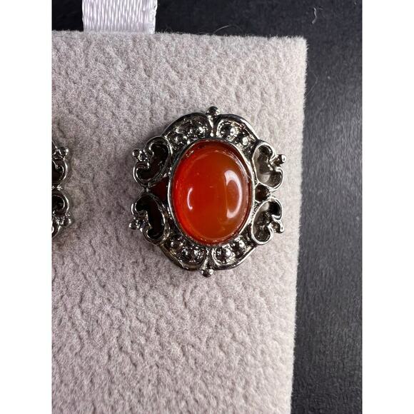 Carnelian stainless steel stud earrings - Picture 10 of 11